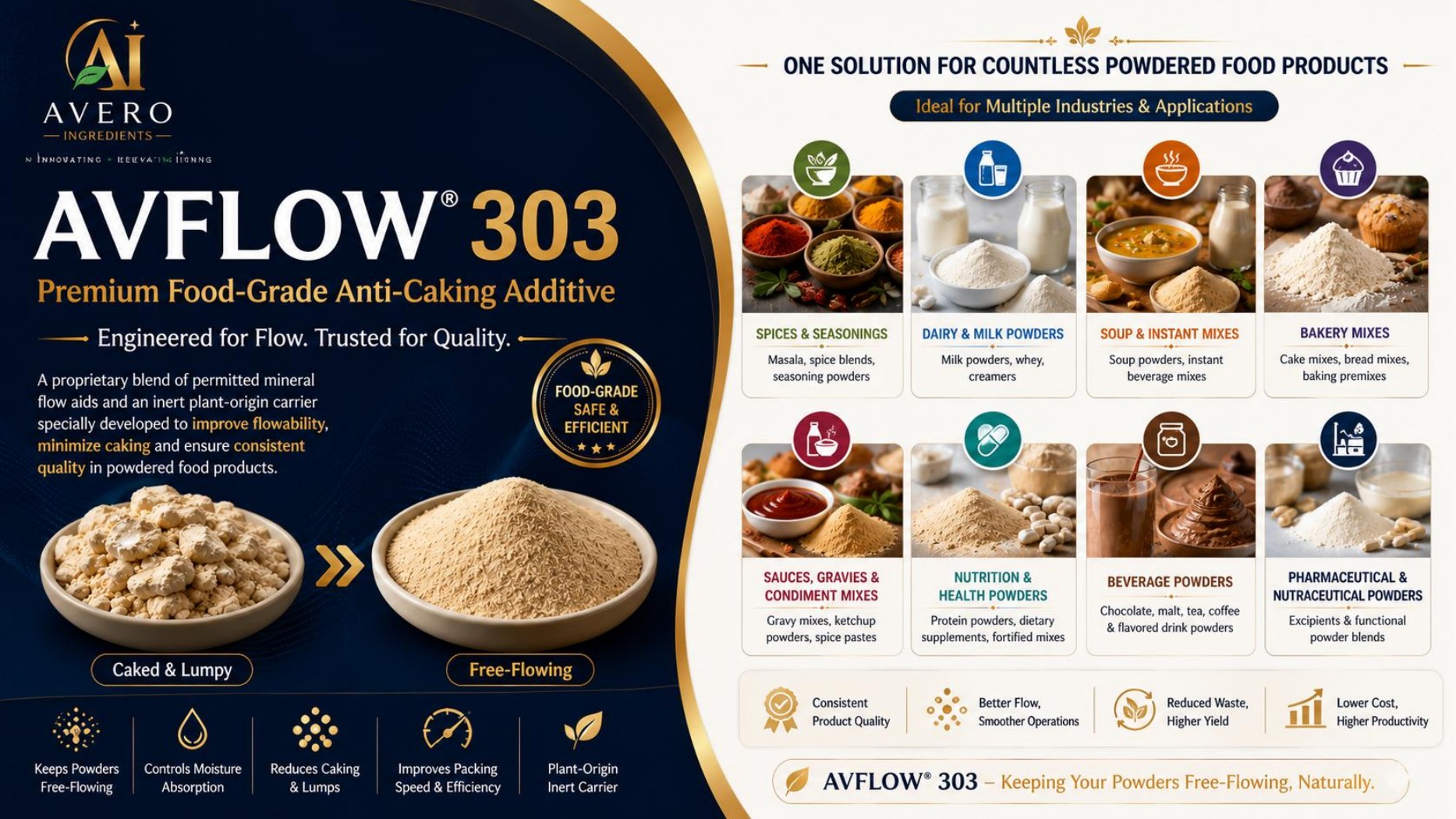 AVFLOW 303 one solution for powdered food products