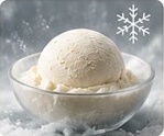 Frozen ice cream scoop with snowflake