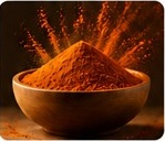Spice powder rising from a bowl